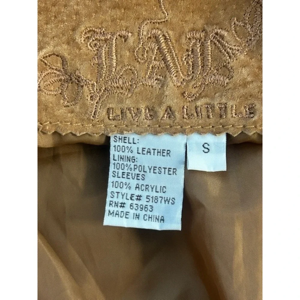 LAL‎ Y2K Vintage Leather Jacket Women's Brown Embroidered Western Size Small